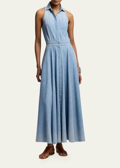 Ralph Lauren Collection Sleeveless Cotton Denim Collared Maxi Day Shirtdress | Thumbnail 2 Ralph Lauren Collection Sleeveless Cotton Denim Collared Maxi Day Shirtdress | Thumbnail 2
