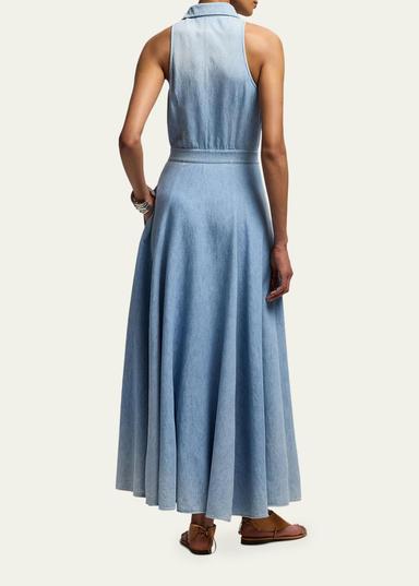 Ralph Lauren Collection Sleeveless Cotton Denim Collared Maxi Day Shirtdress | Thumbnail 3 Ralph Lauren Collection Sleeveless Cotton Denim Collared Maxi Day Shirtdress | Thumbnail 3