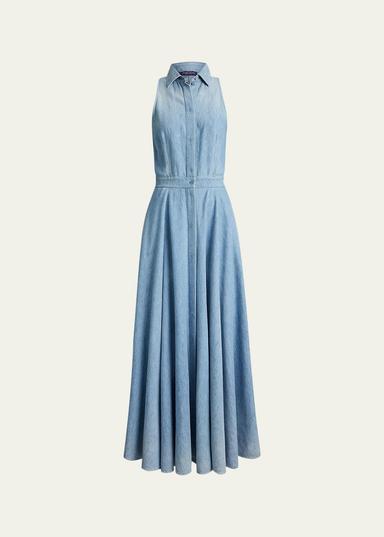 Ralph Lauren Collection Sleeveless Cotton Denim Collared Maxi Day Shirtdress | Thumbnail 1 Ralph Lauren Collection Sleeveless Cotton Denim Collared Maxi Day Shirtdress | Thumbnail 1