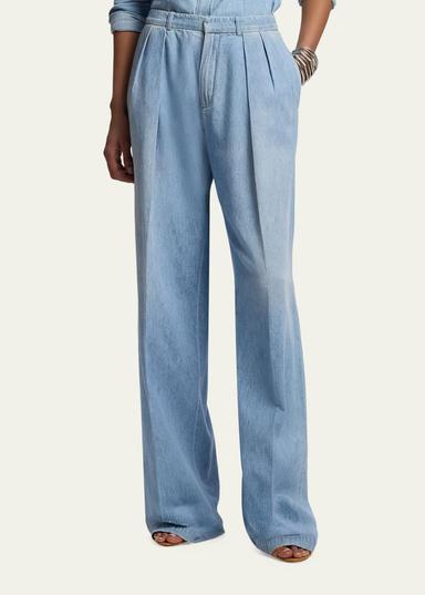 Ralph Lauren Collection Cotton Denim Relaxed Trousers | Thumbnail 4 Ralph Lauren Collection Cotton Denim Relaxed Trousers | Thumbnail 4