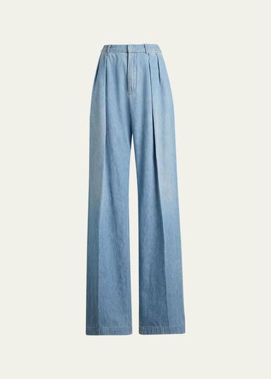 Ralph Lauren Collection Cotton Denim Relaxed Trousers | Thumbnail 1 Ralph Lauren Collection Cotton Denim Relaxed Trousers | Thumbnail 1