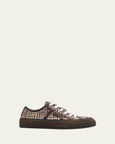 Brunello Cucinelli Tweed Leather-Trim Sneakers | Thumbnail 1 Brunello Cucinelli Tweed Leather-Trim Sneakers | Thumbnail 1