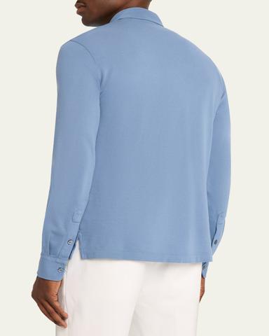Ralph Lauren Purple Label Men's Cashmere and Silk Long-Sleeve Polo Shirt | Thumbnail 3 Ralph Lauren Purple Label Men's Cashmere and Silk Long-Sleeve Polo Shirt | Thumbnail 3