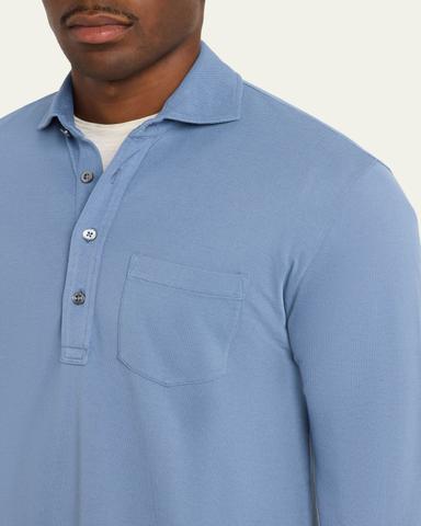 Ralph Lauren Purple Label Men's Cashmere and Silk Long-Sleeve Polo Shirt | Thumbnail 5 Ralph Lauren Purple Label Men's Cashmere and Silk Long-Sleeve Polo Shirt | Thumbnail 5