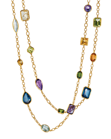 Verdura 18K Yellow Gold Confetti Necklace with Mixed Gems | Thumbnail 2 Verdura 18K Yellow Gold Confetti Necklace with Mixed Gems | Thumbnail 2