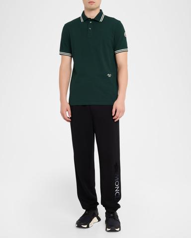 Moncler Men 's Striped Cotton Pique Polo Shirt | Thumbnail 2 Moncler Men 's Striped Cotton Pique Polo Shirt | Thumbnail 2