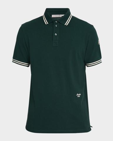 Moncler Men 's Striped Cotton Pique Polo Shirt | Thumbnail 1 Moncler Men 's Striped Cotton Pique Polo Shirt | Thumbnail 1