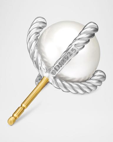 David Yurman Cable Collectibles Pearl Earrings with Diamonds and Silver, 9.5mm | Thumbnail 4 David Yurman Cable Collectibles Pearl Earrings with Diamonds and Silver, 9.5mm | Thumbnail 4