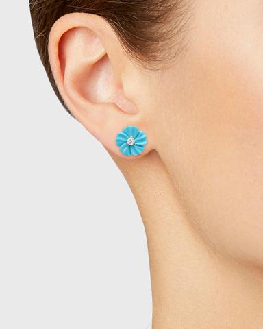 Paul Morelli Diamond and Turquoise Flower Stud Earrings | Thumbnail 1 Paul Morelli Diamond and Turquoise Flower Stud Earrings | Thumbnail 1