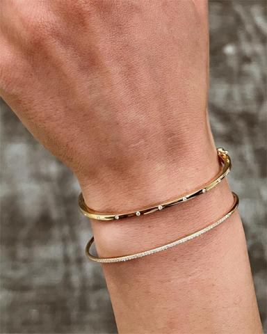 Zoe Lev Jewelry 14K Gold Diamond Bangle Bracelet | Thumbnail 1 Zoe Lev Jewelry 14K Gold Diamond Bangle Bracelet | Thumbnail 1