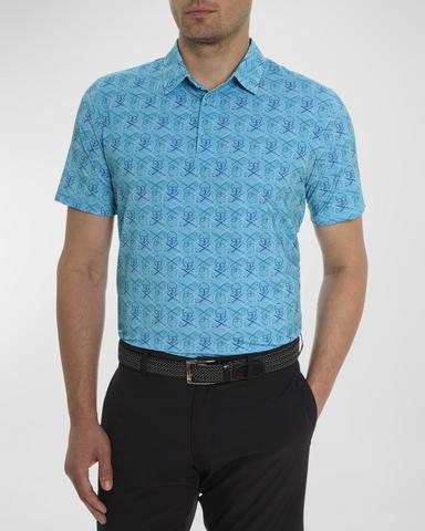 Robert Graham Men 's Iron Skull 2 Stretch Polo Shirt | Thumbnail 1 Robert Graham Men 's Iron Skull 2 Stretch Polo Shirt | Thumbnail 1