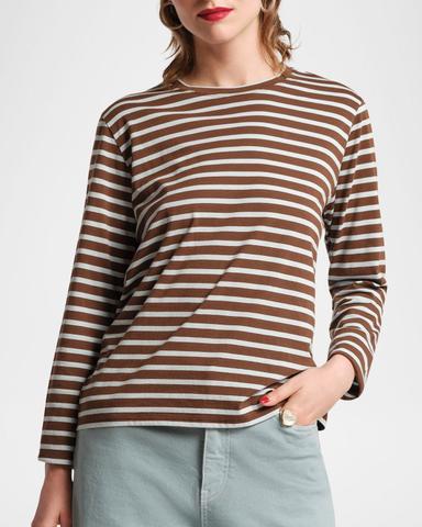 Frances Valentine Striped Crewneck Pima Cotton Top | Thumbnail 1 Frances Valentine Striped Crewneck Pima Cotton Top | Thumbnail 1