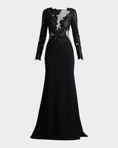 Tadashi Shoji Embroidered Floral Illusion Gown | Thumbnail 1 Tadashi Shoji Embroidered Floral Illusion Gown | Thumbnail 1
