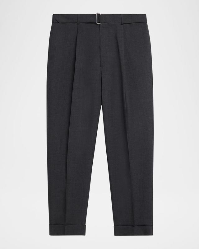 Men 's Hugo Wool Self-Belt Pleated Pants Men 's Hugo Wool Self-Belt Pleated Pants