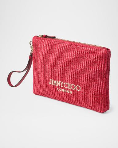 Jimmy Choo Riviera Capsule Raffia Flat Pouch Bag | Thumbnail 2 Jimmy Choo Riviera Capsule Raffia Flat Pouch Bag | Thumbnail 2