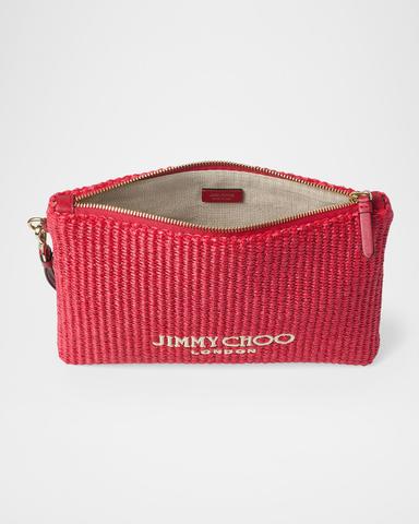 Jimmy Choo Riviera Capsule Raffia Flat Pouch Bag | Thumbnail 4 Jimmy Choo Riviera Capsule Raffia Flat Pouch Bag | Thumbnail 4
