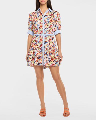 Cinq à Sept Wildflower Bunch Mini Shirtdress | Thumbnail 1 Cinq à Sept Wildflower Bunch Mini Shirtdress | Thumbnail 1