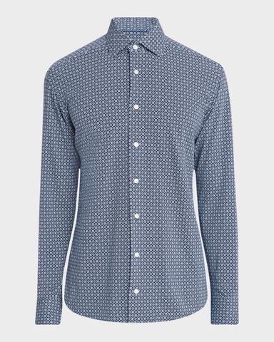 Eton Men 's Stretch Jersey Geometric Sport Shirt | Thumbnail 1 Eton Men 's Stretch Jersey Geometric Sport Shirt | Thumbnail 1