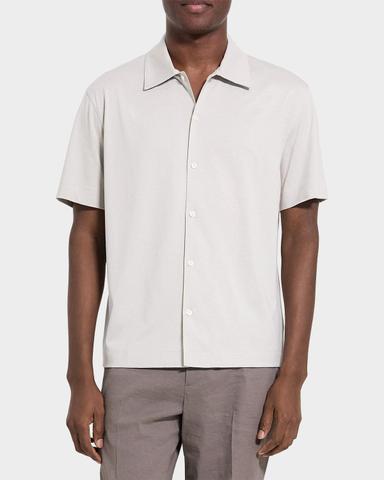 Theory Men 's Cotton Tonal Stripe Short-Sleeve Shirt | Thumbnail 3 Theory Men 's Cotton Tonal Stripe Short-Sleeve Shirt | Thumbnail 3