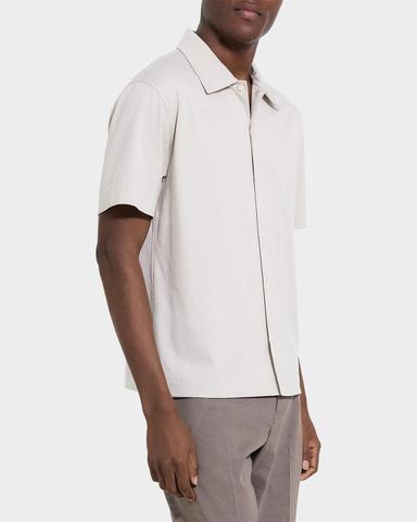 Theory Men 's Cotton Tonal Stripe Short-Sleeve Shirt | Thumbnail 5 Theory Men 's Cotton Tonal Stripe Short-Sleeve Shirt | Thumbnail 5