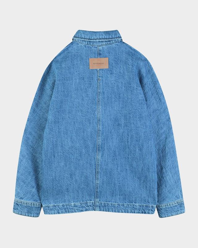 Boy 's Logo-Embroidered Cotton Denim Overshirt, Size 4-6 Boy 's Logo-Embroidered Cotton Denim Overshirt, Size 4-6