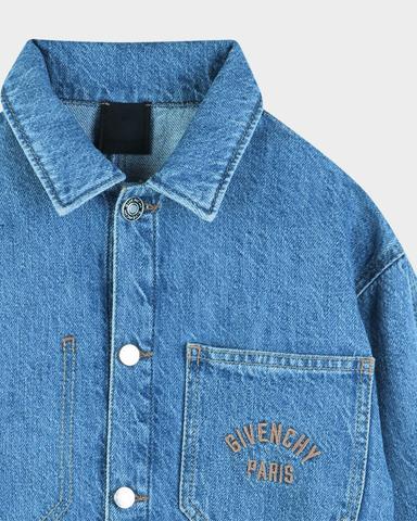 Givenchy Boy 's Logo-Embroidered Cotton Denim Overshirt, Size 4-6 | Thumbnail 2 Givenchy Boy 's Logo-Embroidered Cotton Denim Overshirt, Size 4-6 | Thumbnail 2