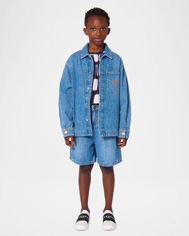 Givenchy Boy 's Logo-Embroidered Cotton Denim Overshirt, Size 4-6 | Thumbnail 3 Givenchy Boy 's Logo-Embroidered Cotton Denim Overshirt, Size 4-6 | Thumbnail 3