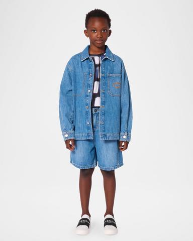 Givenchy Boy 's Logo-Embroidered Cotton Denim Overshirt, Size -14 | Thumbnail 1 Givenchy Boy 's Logo-Embroidered Cotton Denim Overshirt, Size -14 | Thumbnail 1