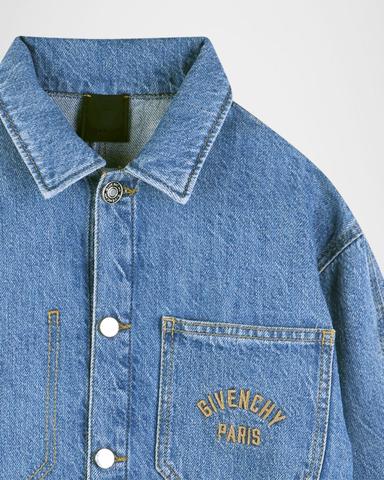 Givenchy Boy 's Logo-Embroidered Cotton Denim Overshirt, Size -14 | Thumbnail 3 Givenchy Boy 's Logo-Embroidered Cotton Denim Overshirt, Size -14 | Thumbnail 3