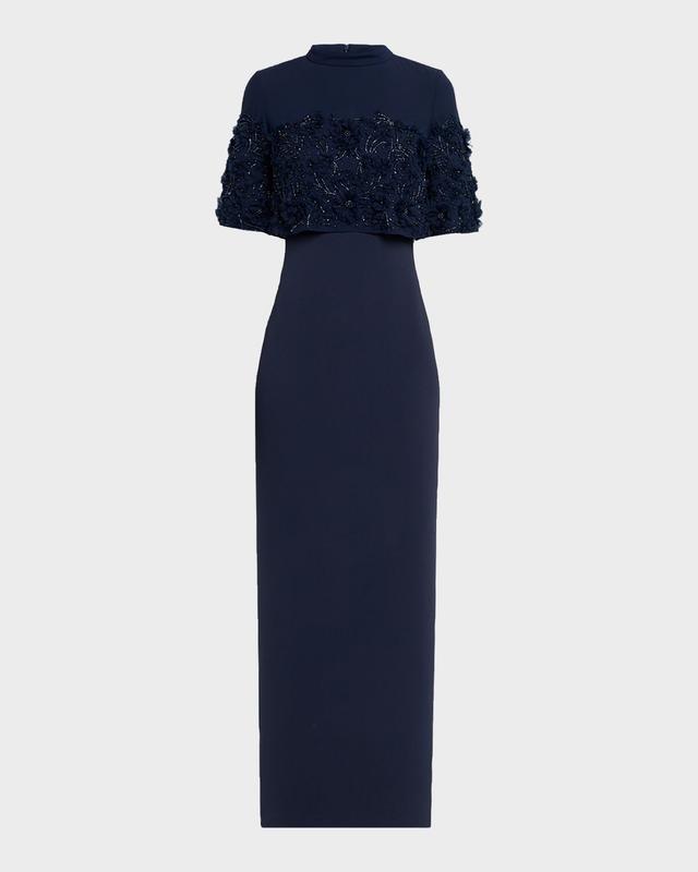 Layered Floral Applique Column Gown Layered Floral Applique Column Gown