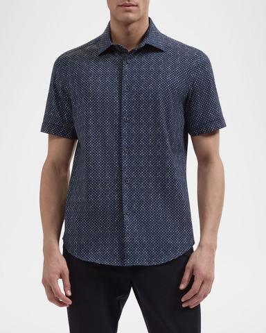 Bugatchi Men 's Geometric Stretch-Cotton Shirt | Thumbnail 4 Bugatchi Men 's Geometric Stretch-Cotton Shirt | Thumbnail 4