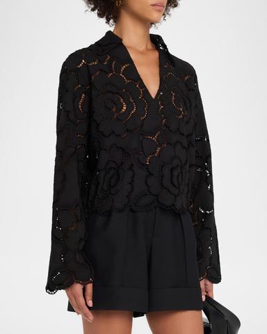 CISSA Floral Eyelet Embroidered V-Neck Blouse | Thumbnail 4 CISSA Floral Eyelet Embroidered V-Neck Blouse | Thumbnail 4