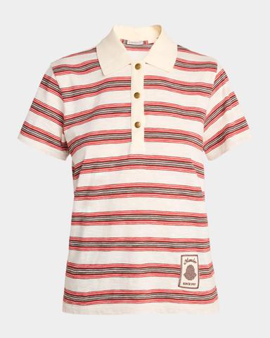 Moncler Striped Short-Sleeve Polo | Thumbnail 1 Moncler Striped Short-Sleeve Polo | Thumbnail 1