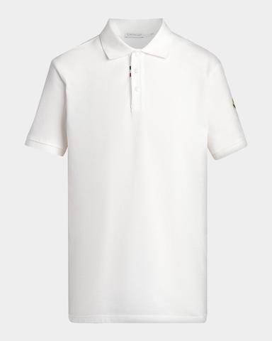 Moncler Men 's Tricolor-Placket Pique Polo Shirt | Thumbnail 1 Moncler Men 's Tricolor-Placket Pique Polo Shirt | Thumbnail 1