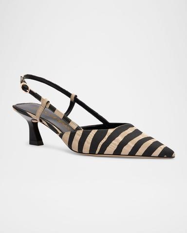 Stuart Weitzman 50mm Vinnie Zebra Moire Slingback Pumps | Thumbnail 2 Stuart Weitzman 50mm Vinnie Zebra Moire Slingback Pumps | Thumbnail 2