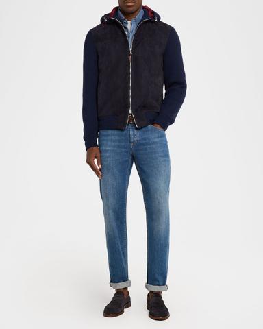 Brunello Cucinelli Men 's Cotton and Cashmere Diagonal Flannel Button-Down Shirt | Thumbnail 2 Brunello Cucinelli Men 's Cotton and Cashmere Diagonal Flannel Button-Down Shirt | Thumbnail 2