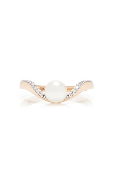 Marie Mas 18K Rose Gold Pearl And Diamond Halo Ring | Thumbnail 1 Marie Mas 18K Rose Gold Pearl And Diamond Halo Ring | Thumbnail 1